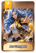 Card featuring 'Ace Tempest', a Thunder element digital collectible