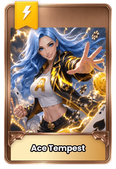 Card featuring 'Ace Tempest', a Thunder element digital collectible