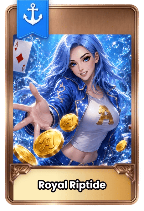 Card featuring 'Royal Riptide', a Sea element digital collectible