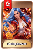 Card featuring 'Blazing Fortune', a Fire element digital collectible