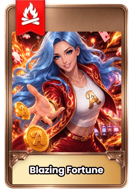 Card featuring 'Blazing Fortune', a Fire element digital collectible
